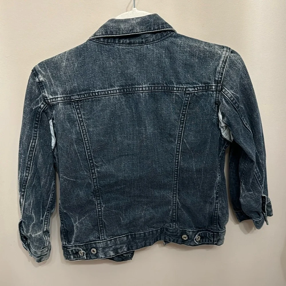 Diesel Vintage Boys Blue Denim Stone Washed Distressed Trucker Jacket Italy M